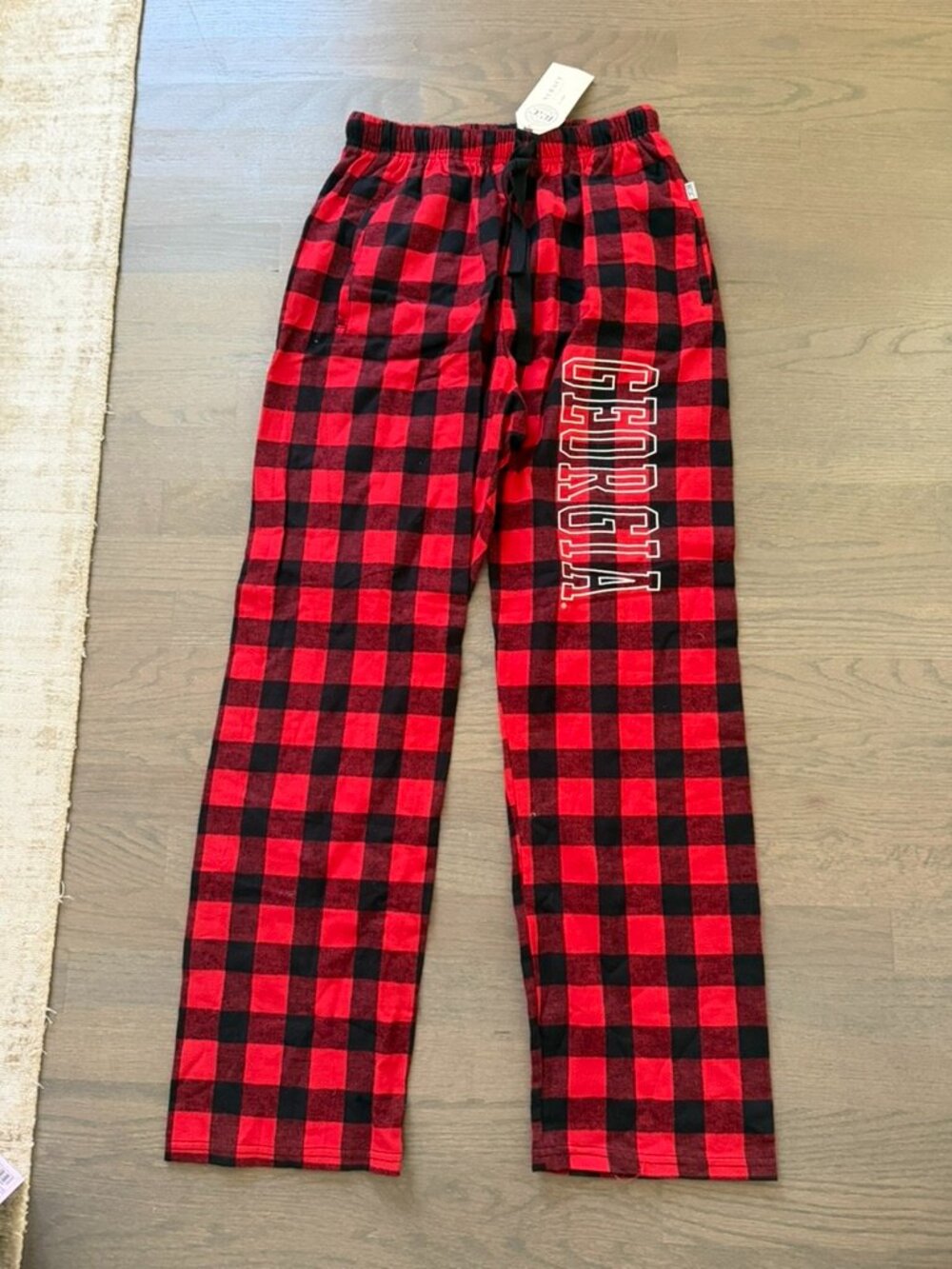Boxercraft Georgia Bulldogs Red Black Buffalo Plaid Flannel Pants NWT